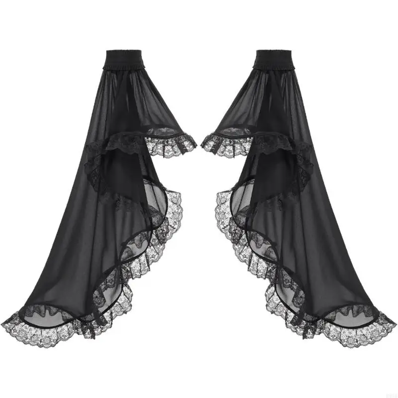 

B95F Detachable Sleeves Victorian Long Tulle Gloves Halloween Renaissances Costume