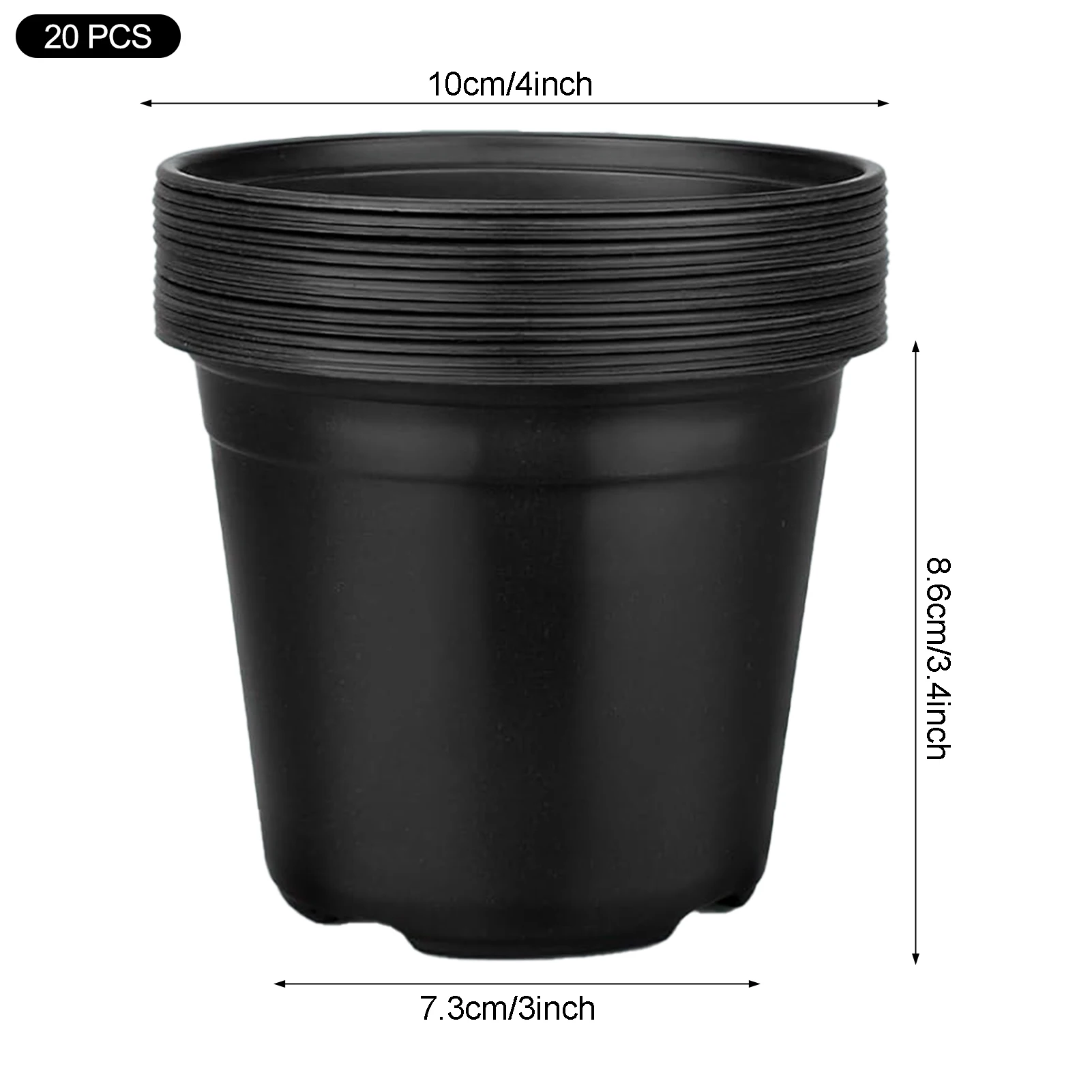 4-inch Black Plastic Succulent Pot with Waterproof T-Label for Home Gardening Balcony and Classroom Applications