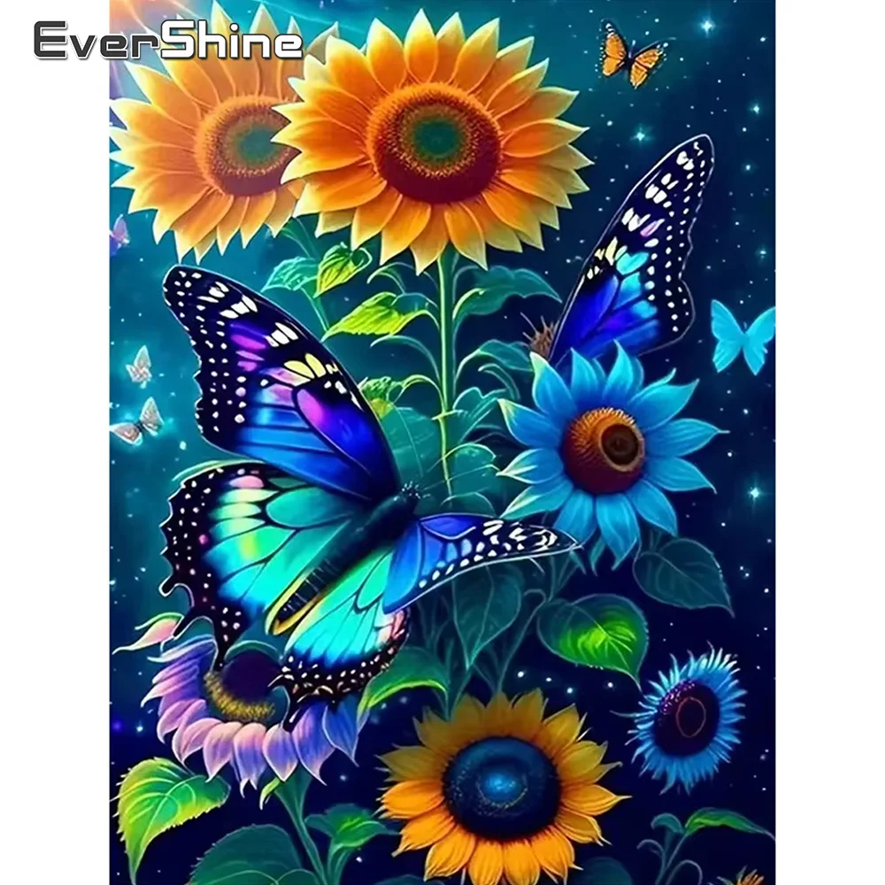 Momoart DIY Diamant Stickerei Schmetterling Tier voller Quadrat runde Diamant Malerei Sonnenblume Kunst Handwerk Wand dekoration
