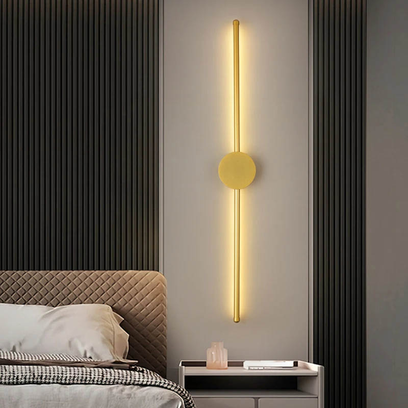 60/80/100CM Modern LED Wall Sconce Strip Aluminum Wall Lamp For Bedroom Bedside Living Room Background Decor Lighting Fixtures