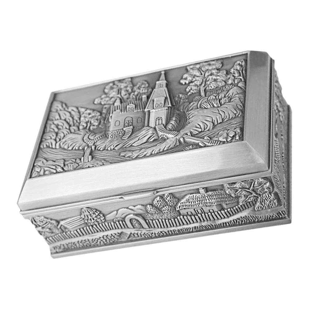 

Elegant Castle Jewelry Box Vintage Metal Trinket Storage Earrings Necklace Holder Alloy Decorative ganizer for Women Gifts