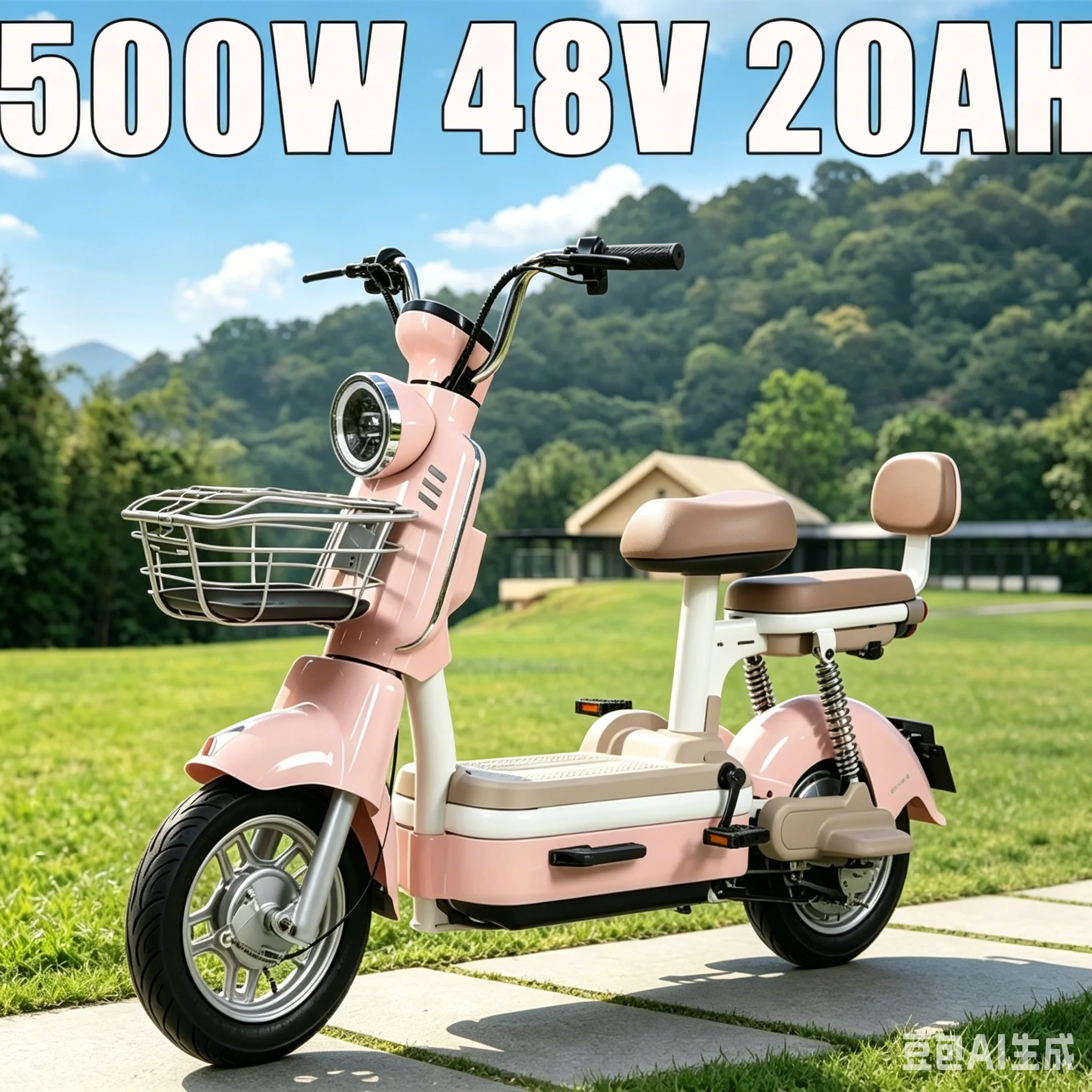 500W48V20Ah Two Wheel E-Moped With Foot Pedals Lightweight City Commuter Electric Scooter For Parent-child School Pickup Travel
