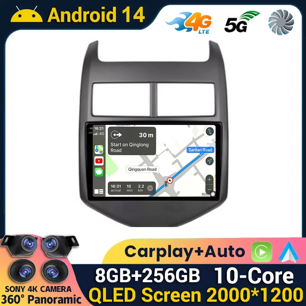 Android 14 For Chevrolet Aveo 2 Sonic T300 2011 2012 2013 2014 2015 Car Radio Multimedia Player Navigation GPS Autoradio CarPlay