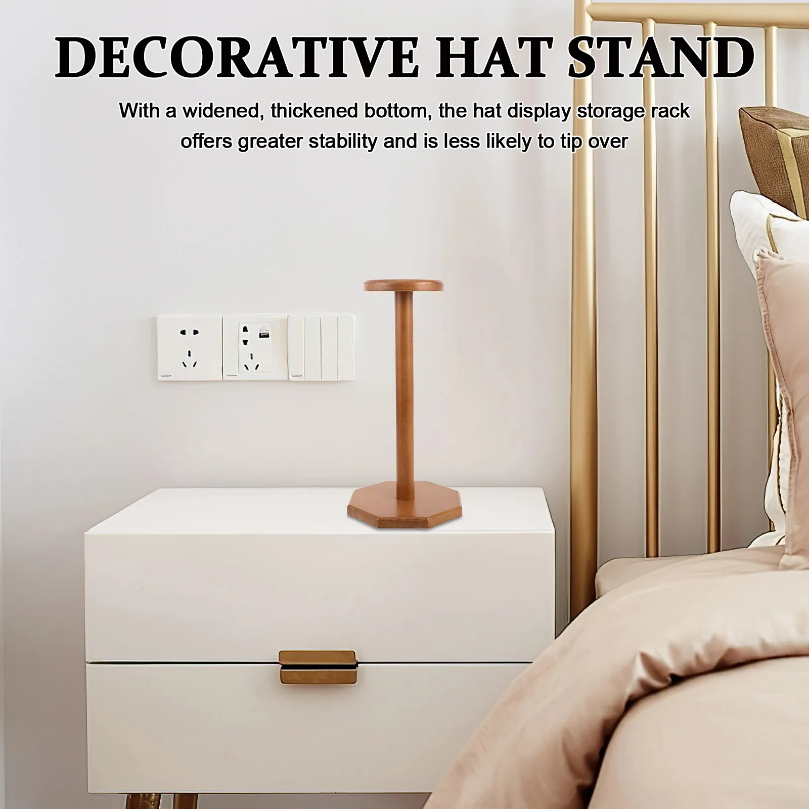 Solid Wood Hat Display Stand Cowboy Hat Holder Rack 13 Inch Tabletop Cap Organizer Holder for Home Store
