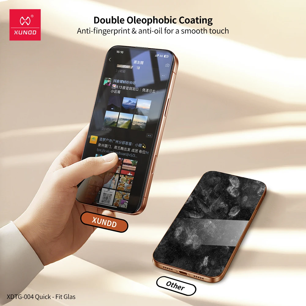 Xundd واقي شاشة من الزجاج المقسى لهاتف iPhone 17 Pro Max لهاتف iPhone 17 Air 17 Pro مضاد للخدش تغطية كاملة سريع التركيب