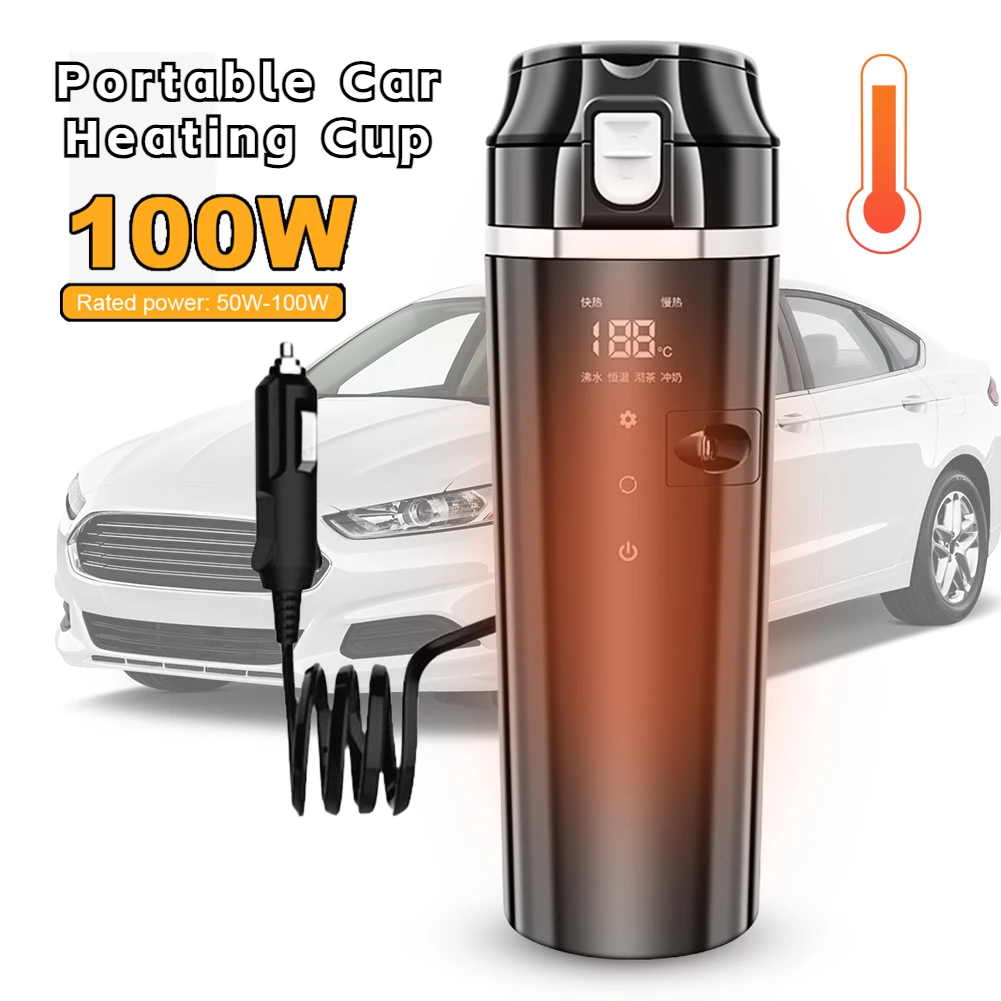 

Автомобильная нагревательная чашка 12 В/24 В, умная электрическая чашка с контролем температуры, чашка для воды из нержавеющей стали, чайник с подогревом для кофе и молока, 500 мл, термос, чашка