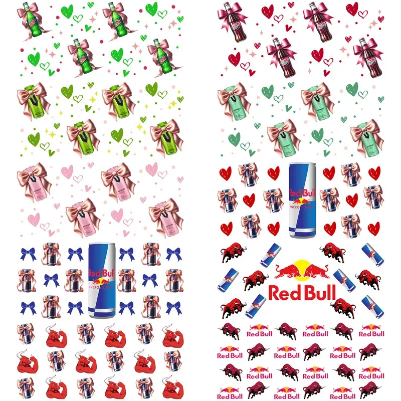 

Soda Series easy peel waterproof DIY Decals 3D transfers uvdtf stickers 16oz uv dtf cup wraps for Libbey Glasses