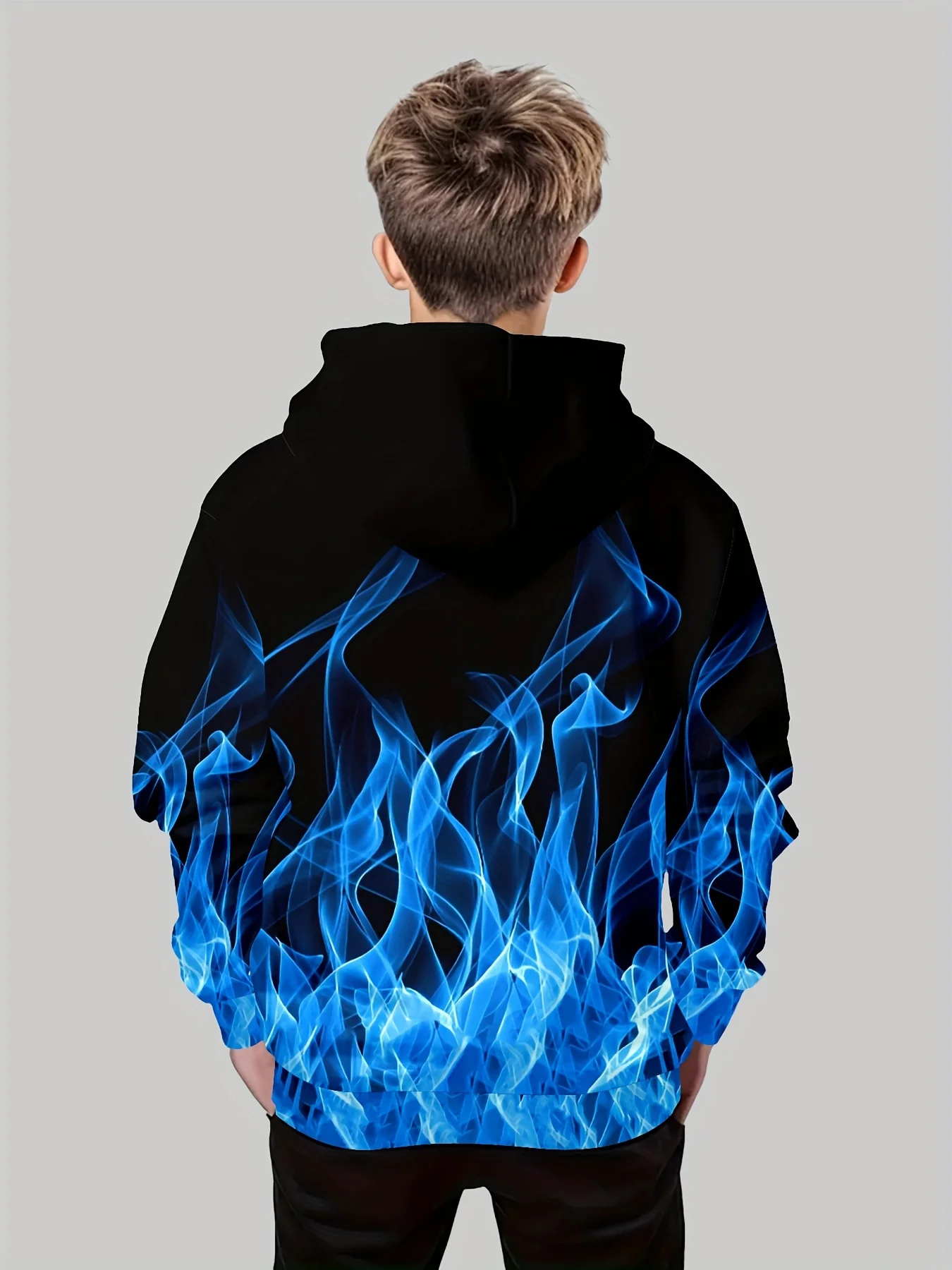 Kinder Kleidung Jungen Hoodies Langarm 3D Flamme drucken Kinder Frühling Herbst Kleidung lässig stilvolle Jungen Mädchen Kleidung Pullover Tops – Detail 10