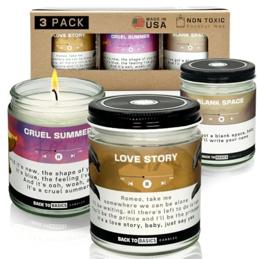 

Taylor Premium Candle Set - 3 Vegan Soy Coconut Wax Scented Candles for Home Decor Birthday Gifts for Women Best Friends Men Re