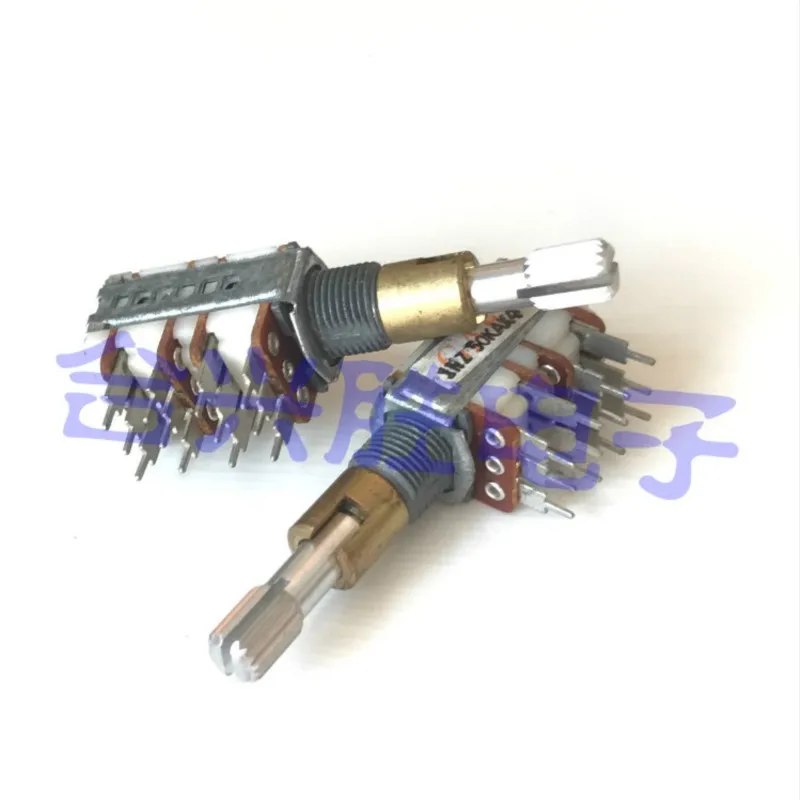 1PCS Dual Shaft Double Adjustment 4 Link Precision Potentiometer A50K With Midpoint Power Amplifier Audio Potentiometer