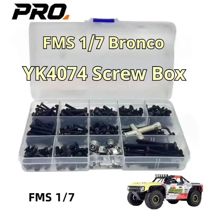 Pro Rc Car Screw Kit For FMS 1/7 Bronco YK4074 High Strength Assorted Screws With Storage Box Repair Replacement Parts