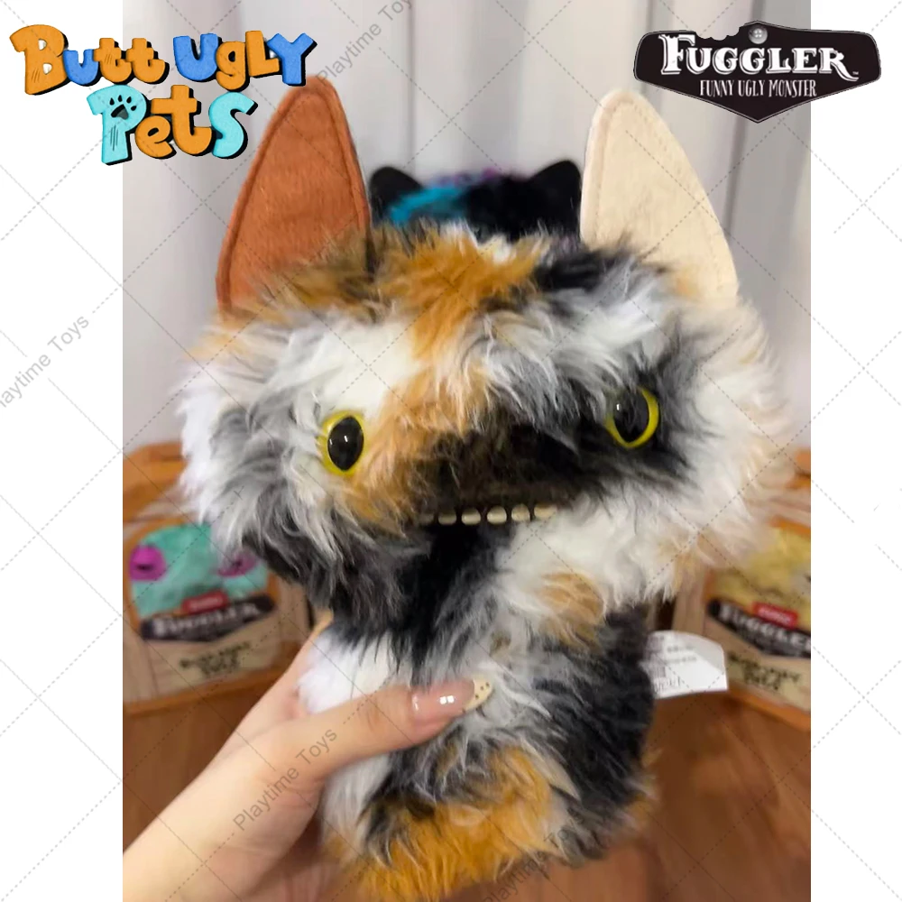 Fuggler بعقب الحيوانات الأليفة القبيح الوحش سلسلة الأصلي Plushies دمية الرنة أرنب جرو بدون شعر ثلاثي الألوان القط لعبة هدية الكريسماس