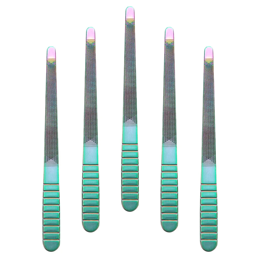 

5 Pcs Stainless Steel Nail Files for Shaping Trimming Natural Artificial Acrylic Nails Pedicure Manicure Tools Buffer Care Easy