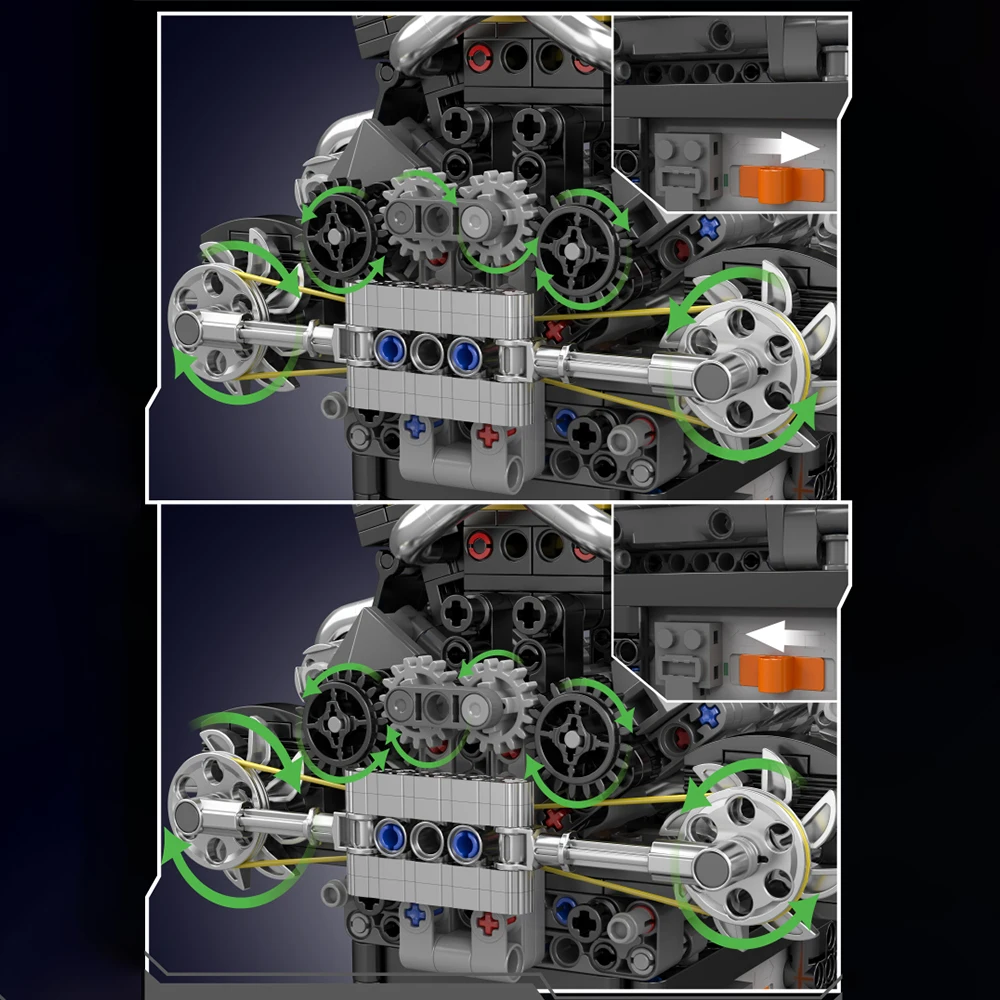 Mold King 10207 V12 Motor Bouwstenen Technisch Deel PAG Super Auto Gemotoriseerd Simulatie Model Elektrisch Speelgoed Kids Gift