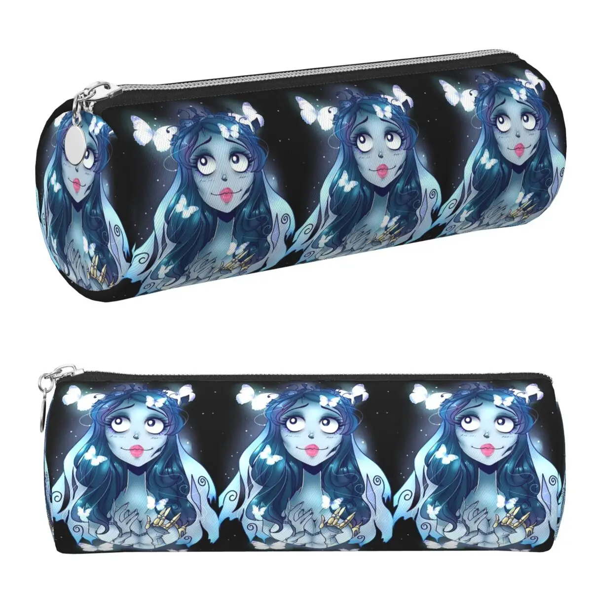 Estuche para lápices con diseño de película de Halloween, La novia cadáver, Fantasma, Tim Burton, cilíndrico, para niños, escuela