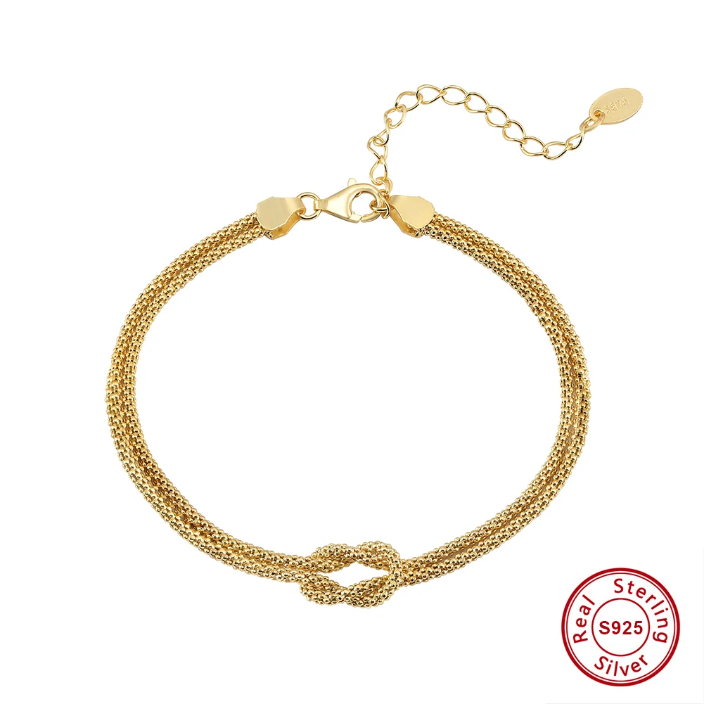 

Минималистичный браслет-цепочка KISS MANDY из стерлингового серебра 925 пробы для женщин, подарок, регулируемый, на каждый день, с двойной цепочкой, украшение для рук, SB196