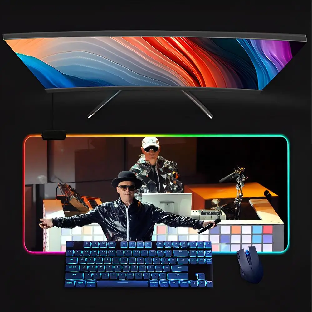 Pet Shop Boys Mouse Pad Keyboard LED RGB Pc Gamer Glowing Rubber mause pad  Cute Cartoon Gaming Computer Boys Girls Friends Holi