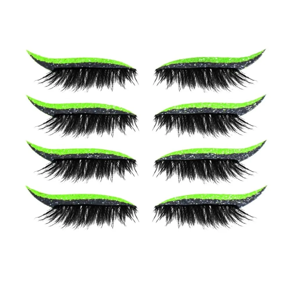 4 paires de patchs de cils ombre à paupières paresseux réutilisables avec Eyeliner autocollants de cils paresseux autocollants de maquillage pour les yeux auto-adhésifs imperméables