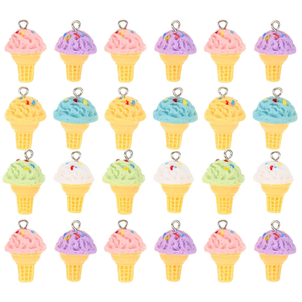 

24Pcs Cute Resin Ice Cream Charms Jewelry Making Charms for Keychain Necklace Bracelet DIY Craft Pendants Decor Supplies