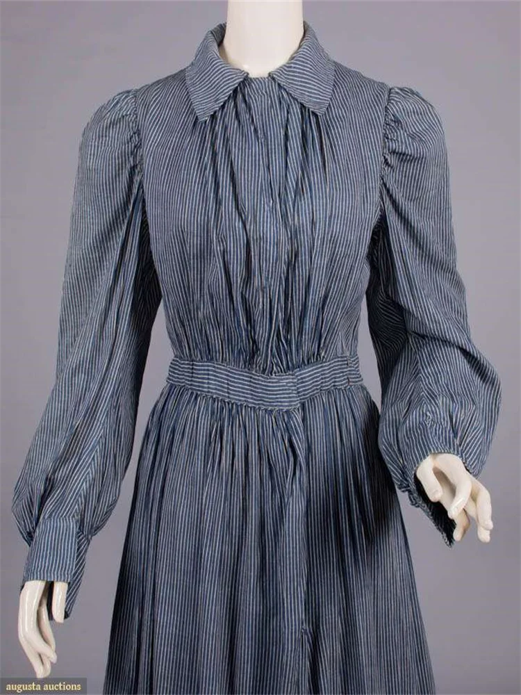 Abito da giorno vintage a righe Abito storico vintage Abito da festa medievale vittoriano da donna