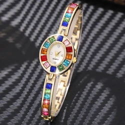 Elegant Metallic Quartz Women Watch With Colorful Rhinestones Ideal Present For Valentine Easter Special Occasions  Celebrations