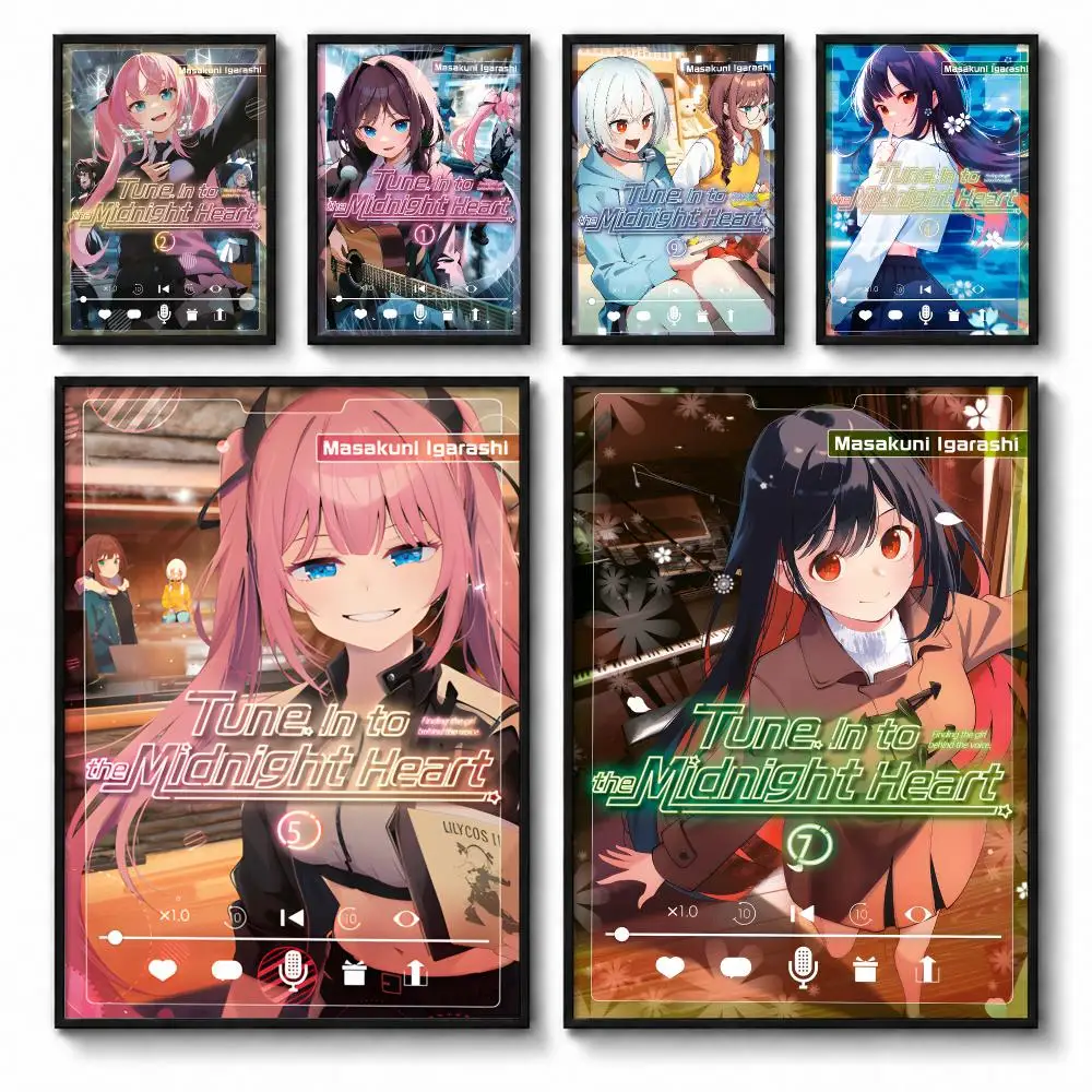 Anime Tune In to the Midnight H-Heart Manga Poster Self-adhesive Art Waterproof Paper Sticker Coffee House Bar Room Wall Decor
