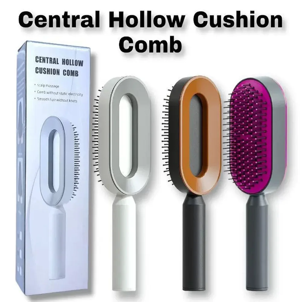 

New Design Press Type Self-Cleaning Air Cushion Hairbrush Women Scalp Massage Comb Detangler for Long Hair Home Use