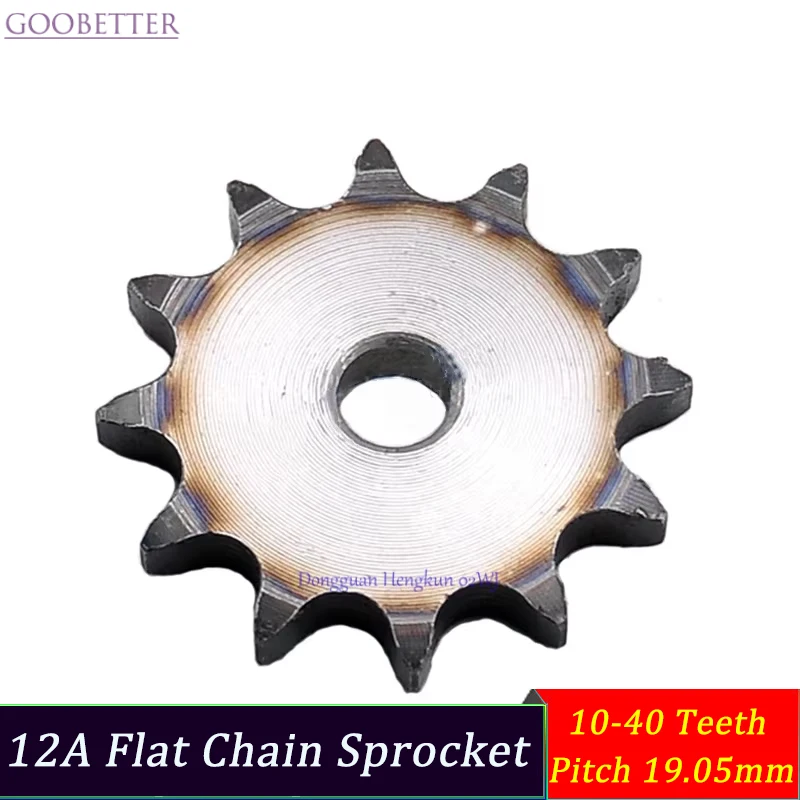 

12A Flat Chain Sprocket with 10-40 Teeth Pitch 19.05mm A3 Steel Roller Industrial Drive Chain Sprocket for Machinery