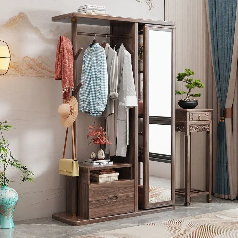 High-end coat rack floor-to-ceiling bedroom full-length mirror, new hanger rotating integrated household full-body multi-functi