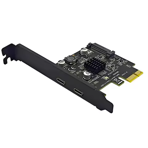 T35C 2Port PCIE Card PCI Express 3.0 X1 To Dual USB Expansion Card SATA Power USB3.2 Gen2 10Gbps ASM3142 Chip For Desktop PC