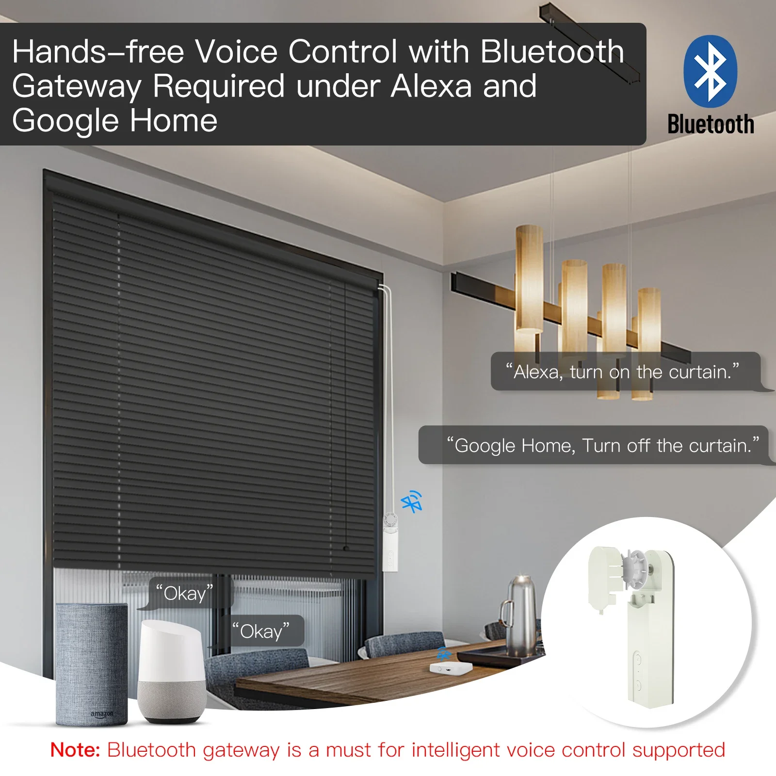 Moes Tuya Smart Bluetooth DIY Electric Roller Blind/Blinds Drive Motor Control Smart Life APP Wireless Remote Control Gateway