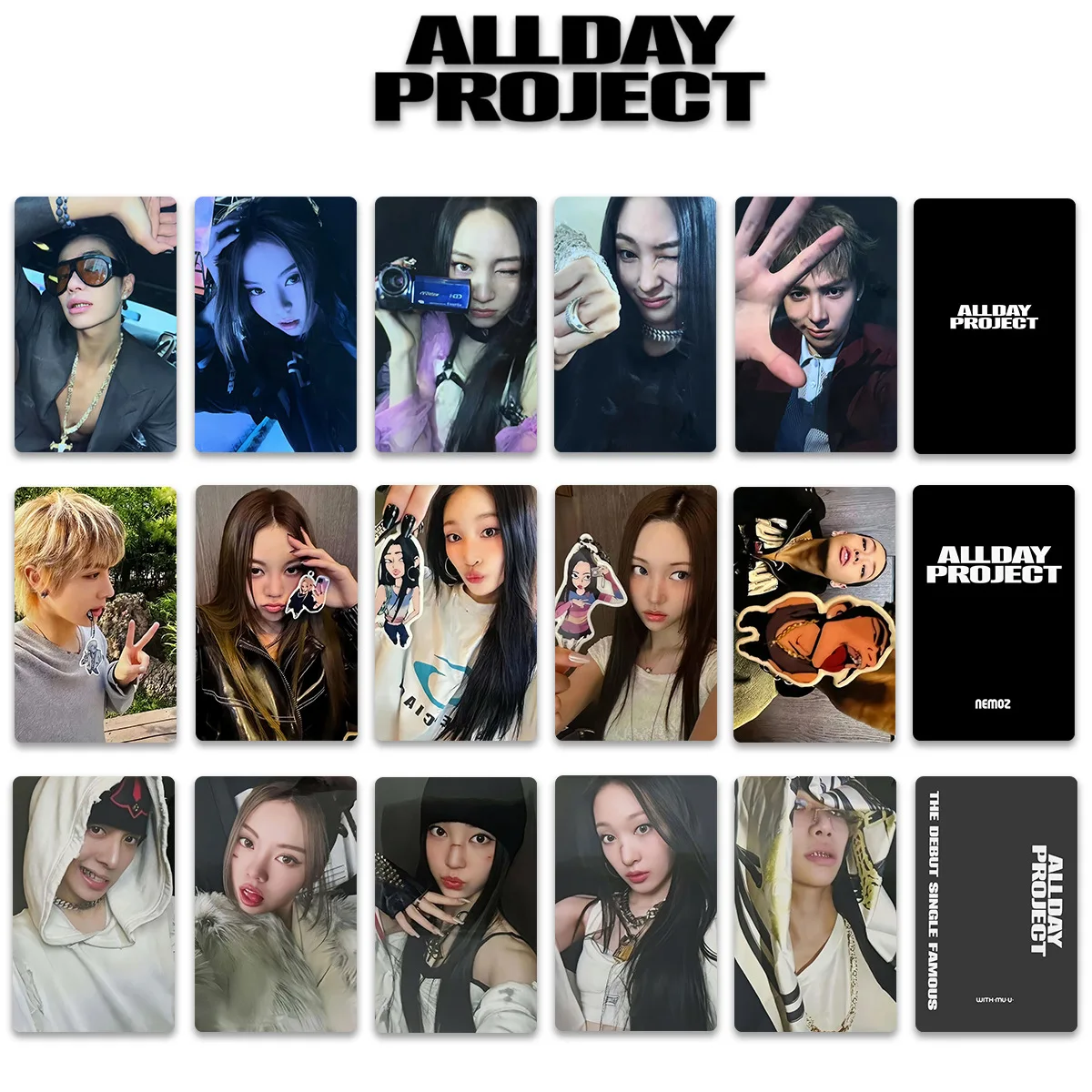 KPOP Korean Girl Group ALLDAY PROJECT, FAMOUS Album, Small Card, ADP Bonus, Small Card, DAY ONE, Black Factory, LOMO Card