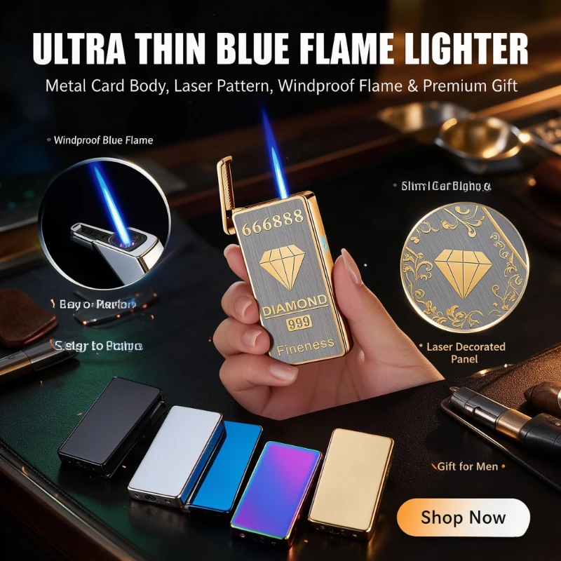 Intelligent Multi-SensingWindproof Lighter,Voice, Gravity and Knock Trigger Ignition Design,Visual Gas Window Inflatable Lighter