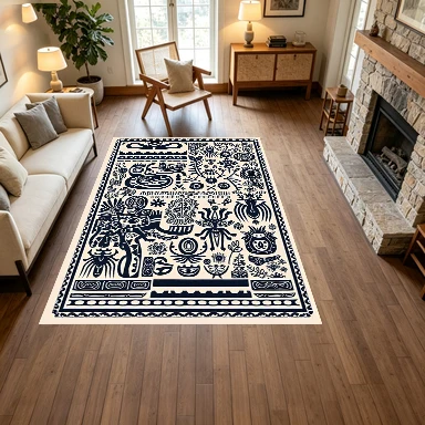Primitive Tribal Totem Abstract Carpet Floor Decorations African Ethnic Hand Painted Art Non-Slip Rug for Home Living Room Decor