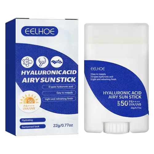 SPF50 + PA +++ Protector solar para la cara, protector solar facial de ácido hialurónico, protección UVA/UVB, palo solar, protector solar corporal, 22g