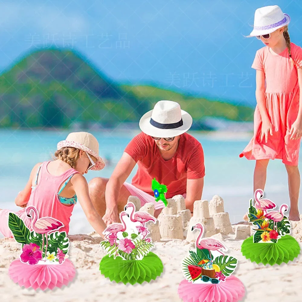 9pcs Flamingo Party Honeycomb Ball Decor Summer Hawaii Beach Tropical Birthday Party Girls Flamingo Birthday Party Decorations