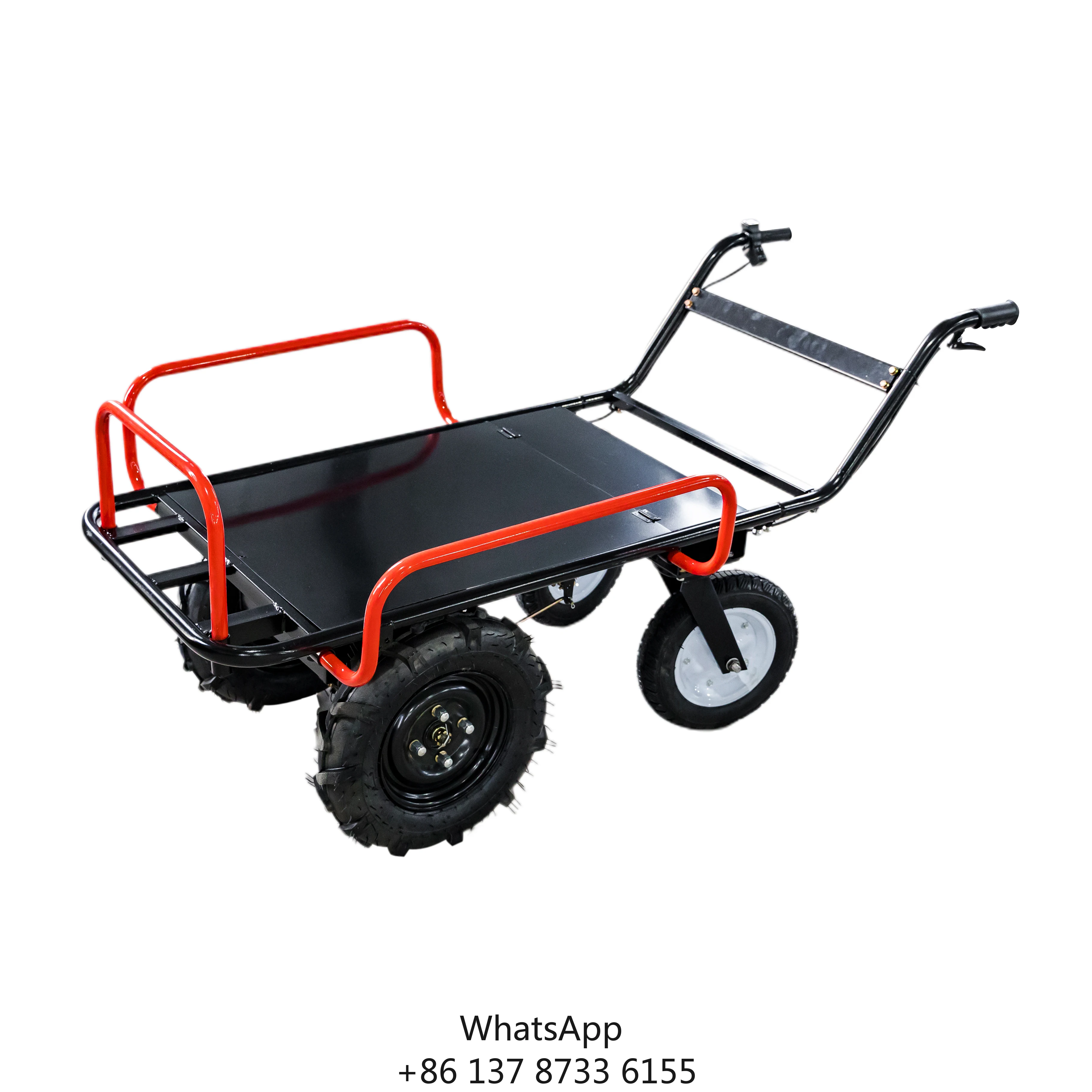 4 Wheel Metal Cargo Outdoor Garden Cart Dump Wagon Heavy Duty 4 Wheels Platform Hand Cart Trolley