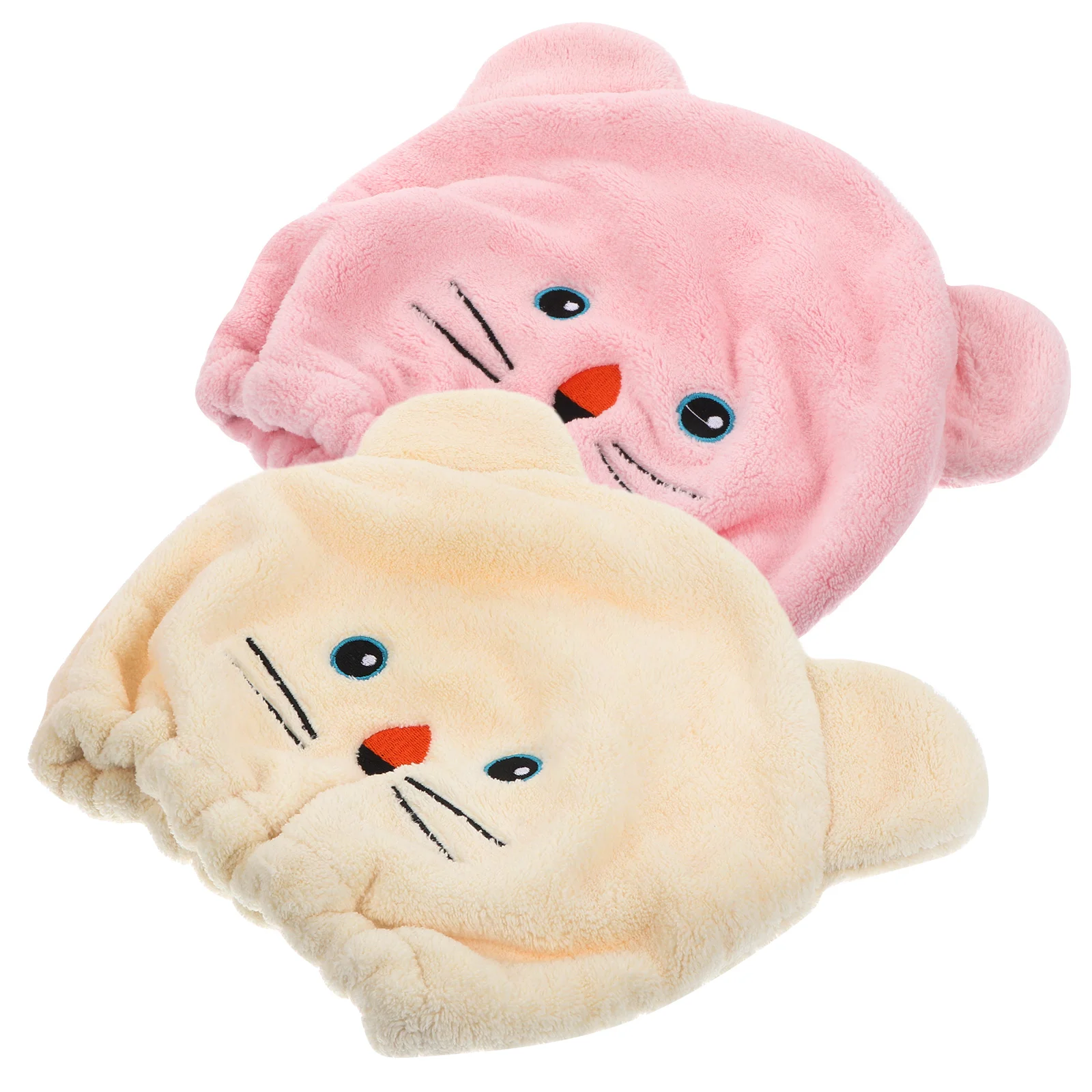 2 Pcs Coral Fleece Dry Hair Hat Kids Towel Microfiber Cartoon Scarf Take Bath Absorbent Cap