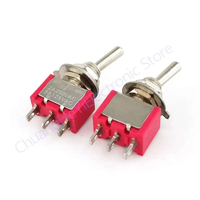 Red Miniature Toggle Switch MTS-103 MTS103 AC 250V/2A 120V/5A Mini Switch Lever Switch 3 Pin ON/OFF/ON 3P3T