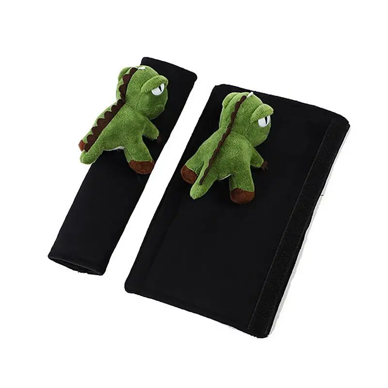 Seat Belt Cover For Kids Green Dinosaur 3D Plush Seatbelt Pad Cover Shoulder Pads Protector 3D Plush Safety Belt Cover Universal