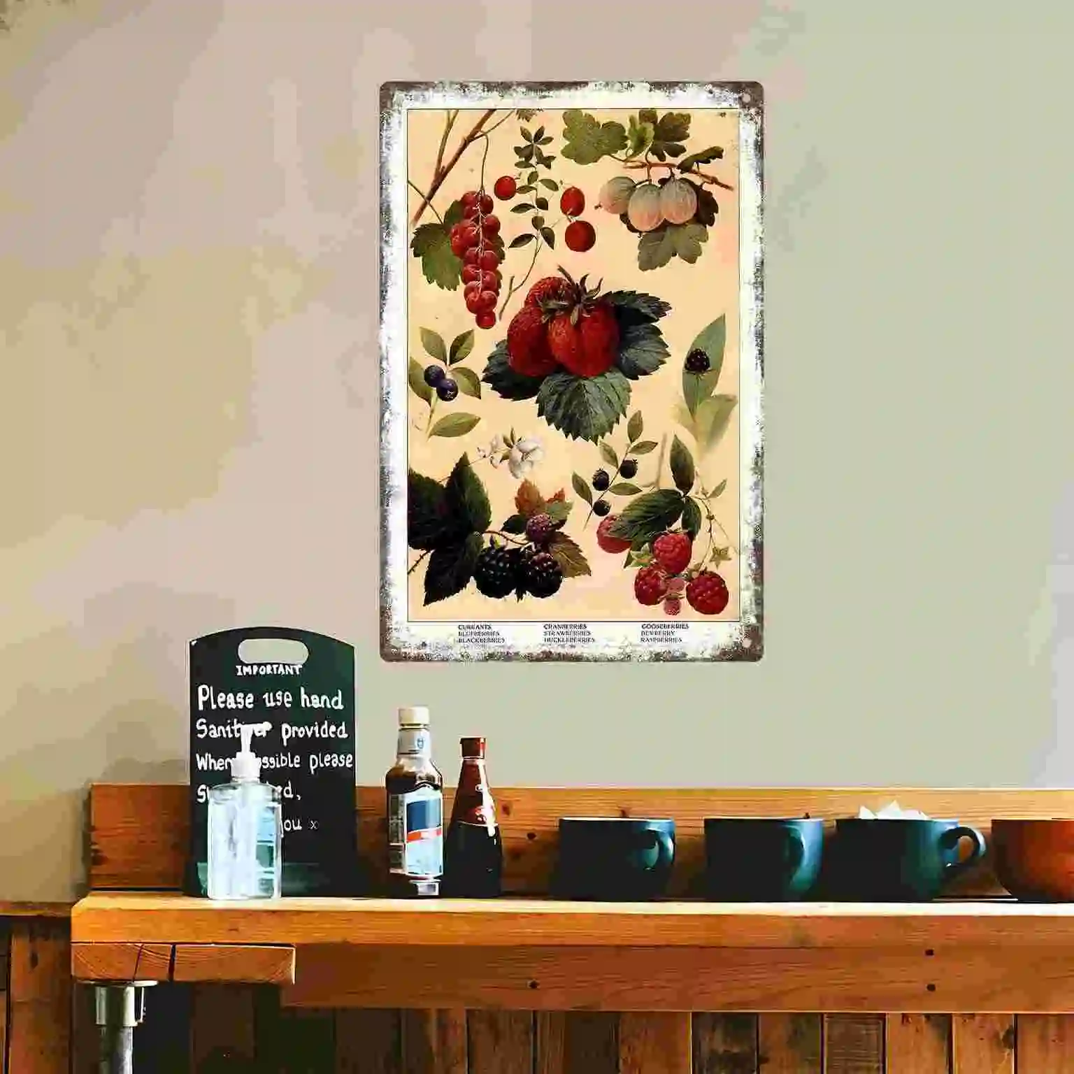 2D FLAT 1pc Vintage Fruit and Berry Botanical Wall Poster Decoration for Home Cafe Kitchen Bedroom Porch And Garden view 4