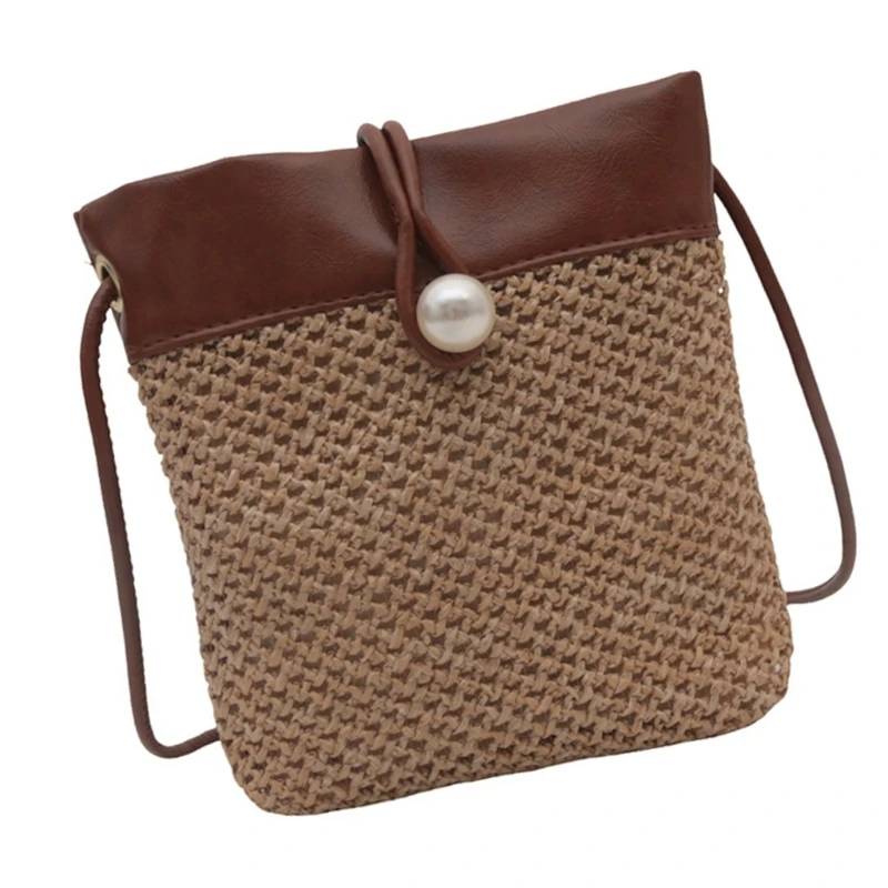 Sophisticated Woven Phone Shoulder Bag With PU Strap Crossbody Bag Function Bucket Handbag For Work And Casual Party