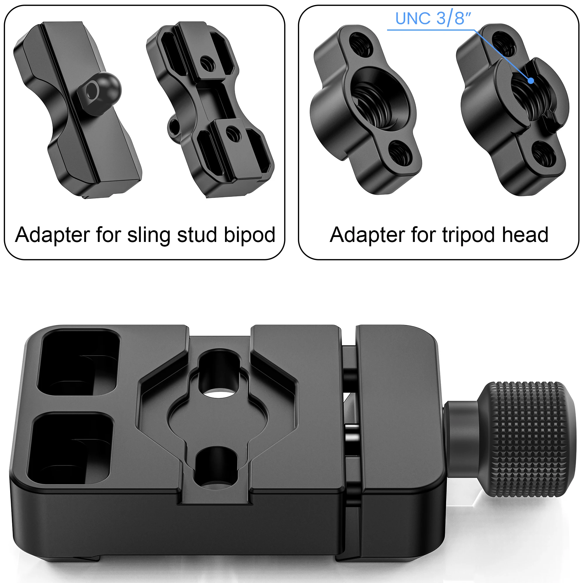 Adattatore per bipiede Arca Swiss per bipod Harris/Atlas WEYLLAN AB45/MK80 compatibile con guide Arca-Swiss/piastre QR, morsetto con binario M-LOK