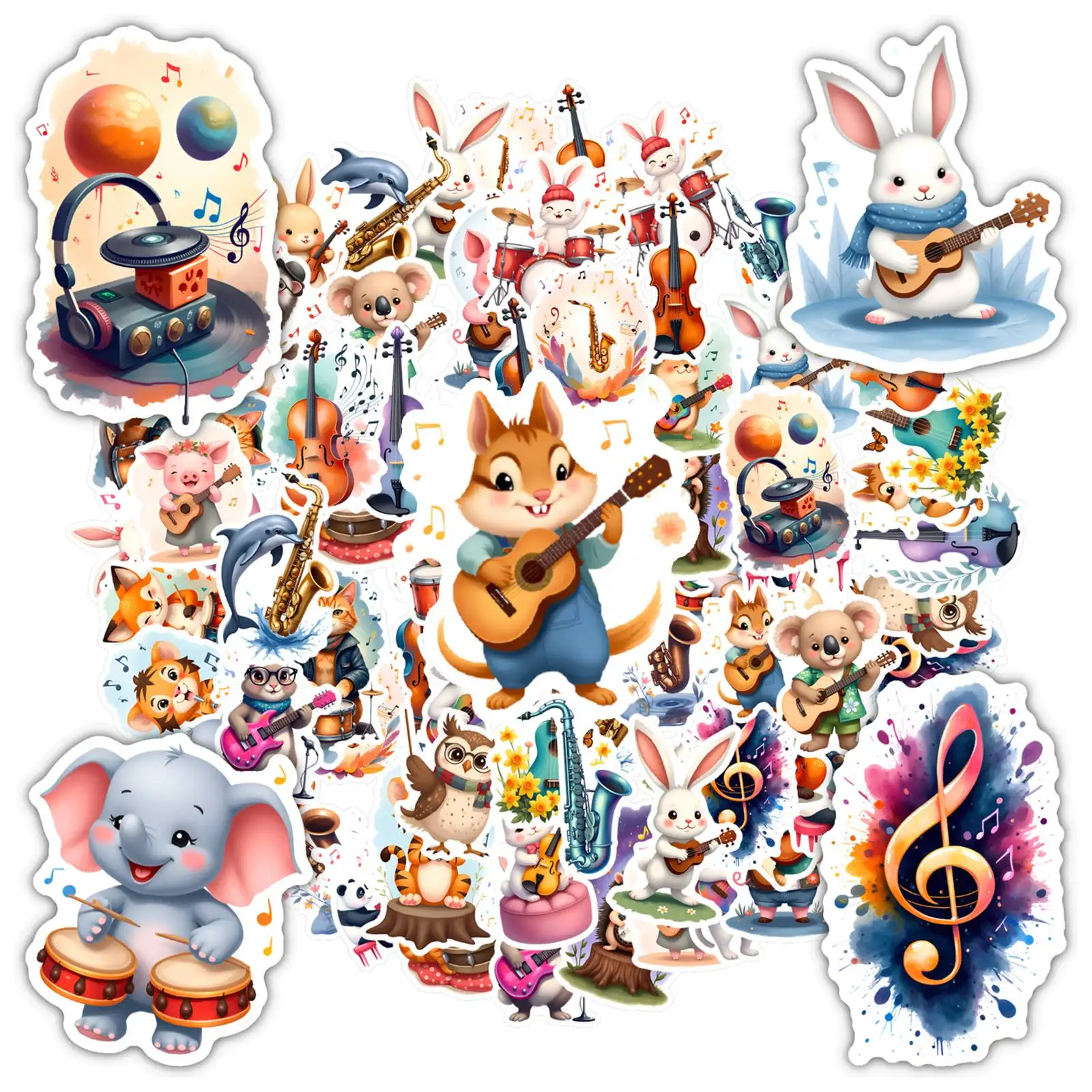 

35-50 шт. Музыкальные и художественные наклейки для ноутбуков, багажа, мобильных телефонов, кружек, DIY-проектов, телефонов, гитар