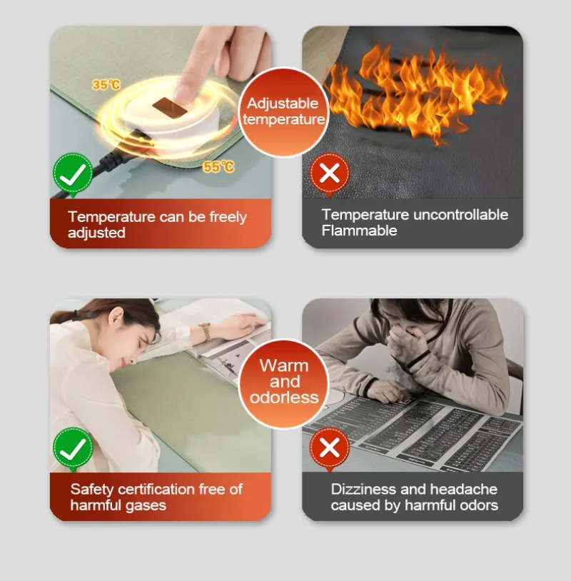 Electric Heat Mouse Pad Table Mat Display Temperature Heating Mouse Pad Keep Warm Hand For Office Computer Desk Keyboard Winter