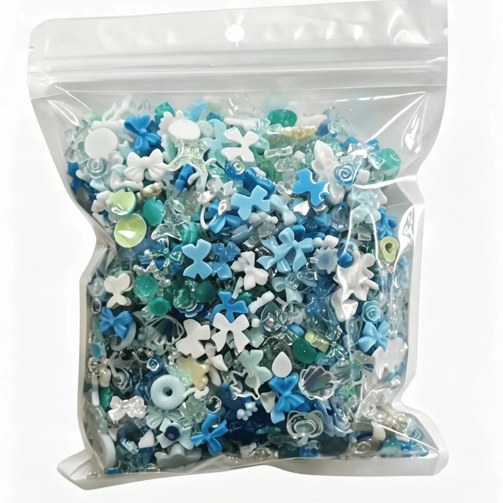 300PCS Blue Ocean Mixed Kawaii Resin Flatback Charms Random Cabochons DIY Cream Glue Decor Phone Case Hairpin Craft