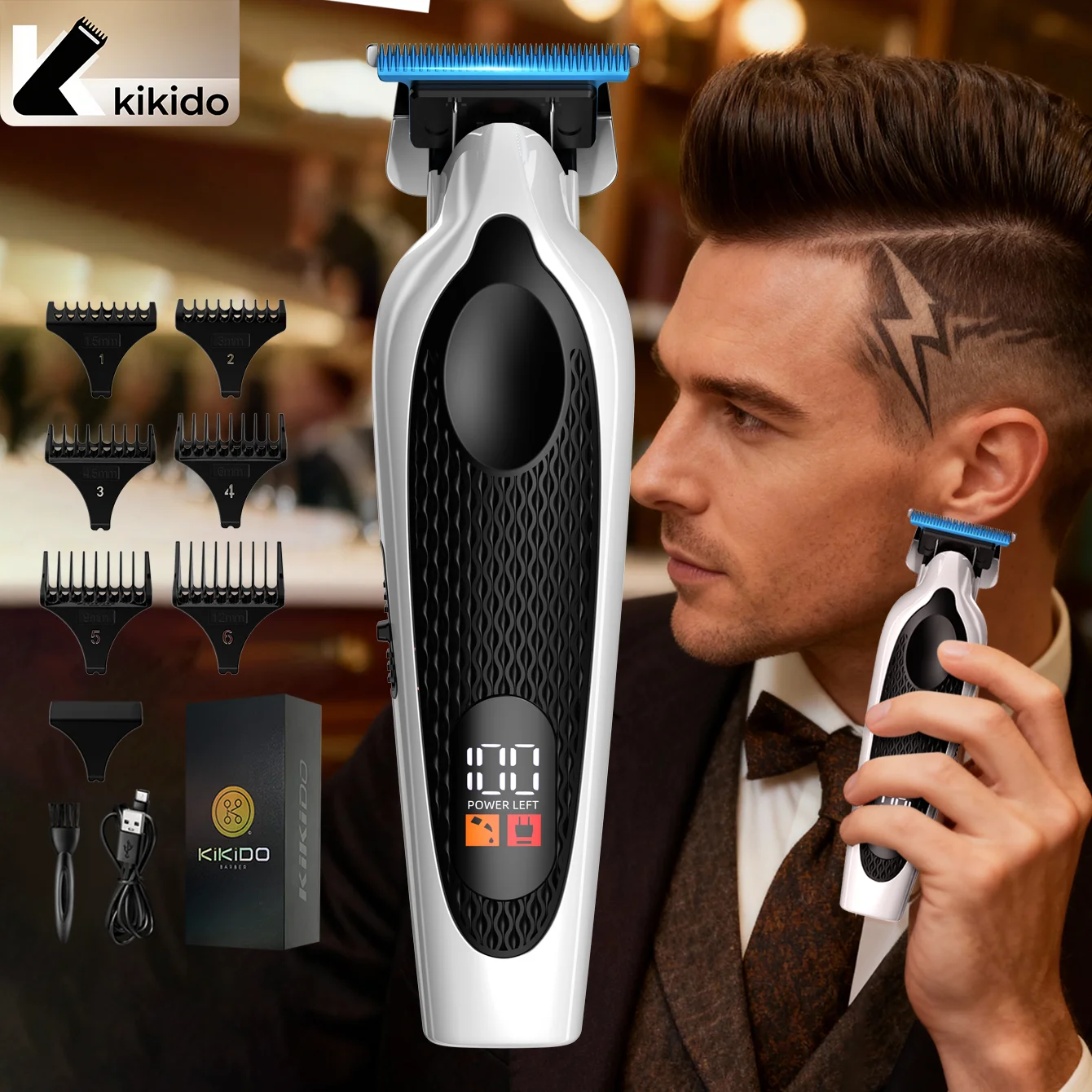 

KIKIDO KK-2583 Professional Hair Trimmers 7000 RPM Hair Clippers Carbon Brush Motor Trimmers Rechargeable Hair Clippers Men