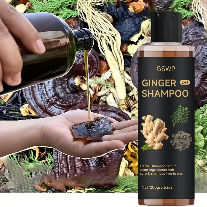 Champú GSWP Ginger 2+1 limpia suavemente el cabello, hidrata profundamente y controla la grasa, dejando el cabello ligero y con volumen. 200g/400g