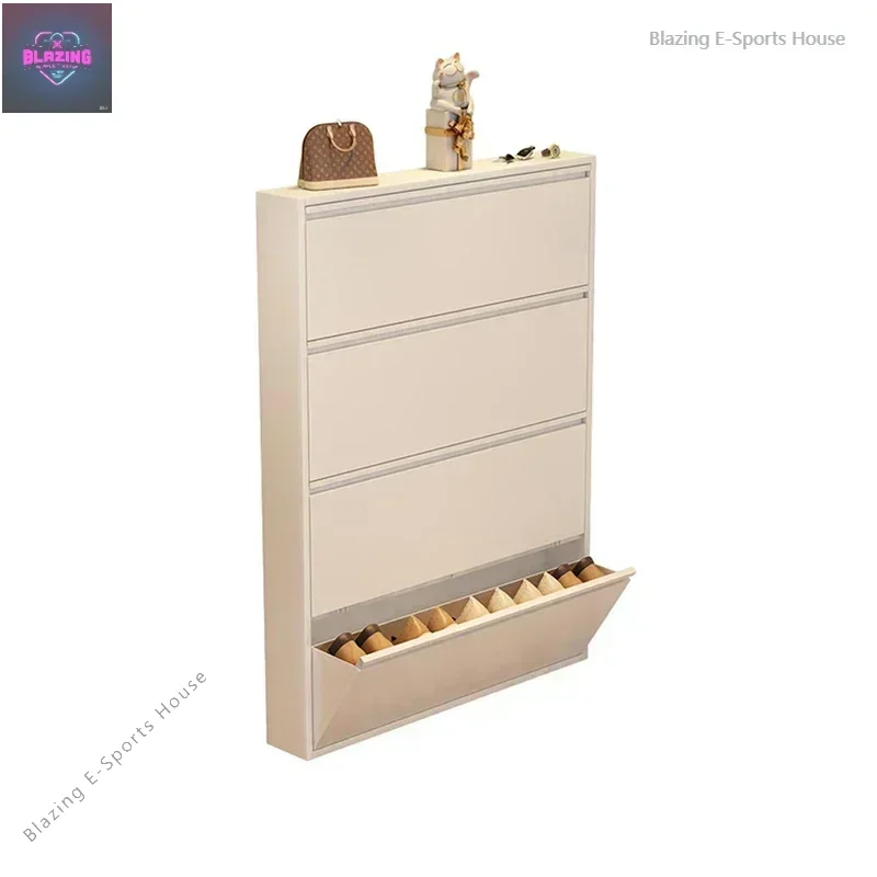 Luxury Narrow Shoe Rack Simple Modern Tilted Vertical Indoor Wooden Storage Hallway Shoe Cabinets Aesthetic Sapateiro Furniture