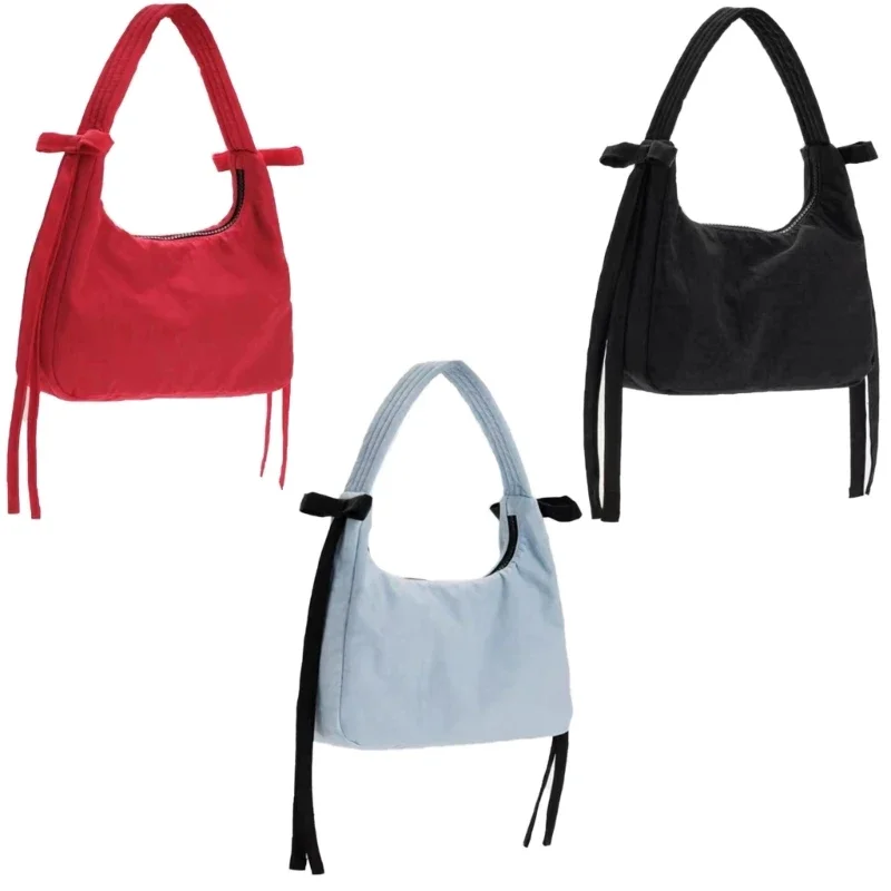 Hochwertige Nylon Ba Tasche für Frauen Bogen Design lässige Handtaschen Reiß verschluss Geldbörse Vintage koreanische y2k süße einfache Dame Umhängetaschen